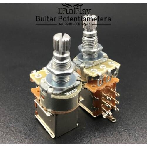 2Pcs A500K Push Pull Guitar Switch Guitar pots Guitar Potentiometers B500K/250K/A250k Long Split Shaft 18mm Guitarra Switch