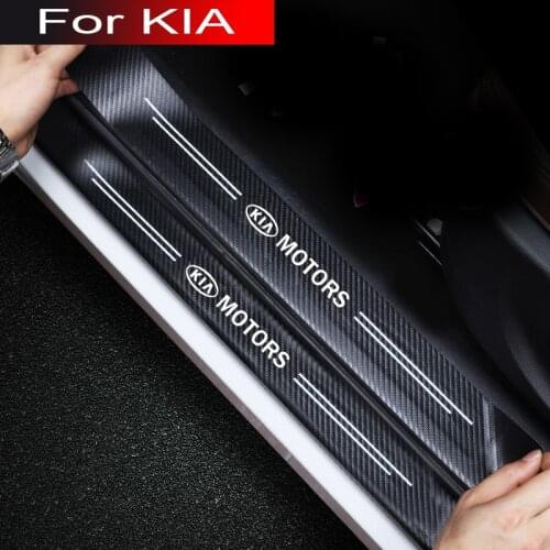 4pcs Carbon Fiber Car Door Sill Protected Vinyl Decals Stickers For KIA Sportage R Stinger Sorento Ceed RIO K2 K3 K4 K5 K6 KX3