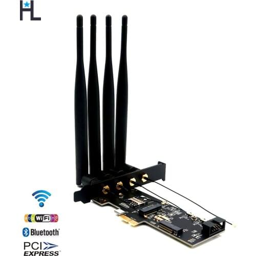 NGFF M.2 key A to PCI-e X1 Adapter for WiFi and Bluetooth Card,PCIe X1 Adpater,Wi-fi PCI-E Card Adpater
