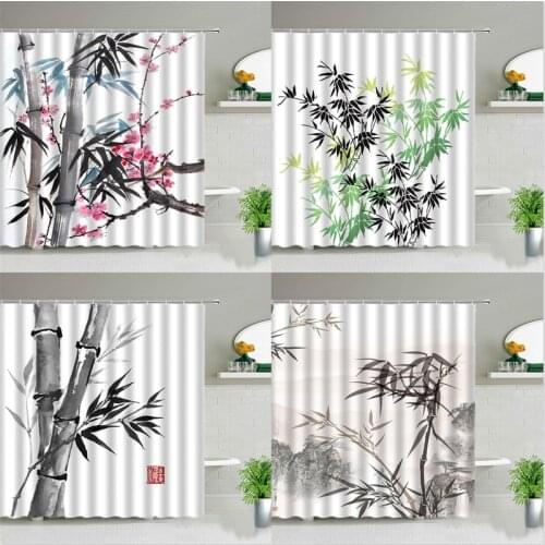 Bamboo flower pattern curtain shower curtain Bathroom curtain Curtains for kitchen curtains Bathroom curtain bedroom curtains
