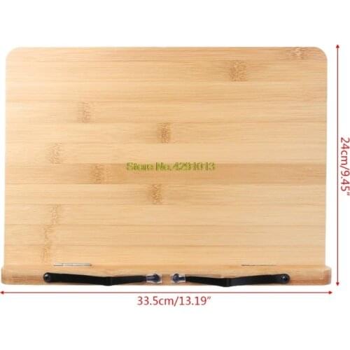 Bamboo Adjustable Reading Book Holder Tray Page Paper Clips Foldable Tablet Cookbook Portable Sturdy Bookstand