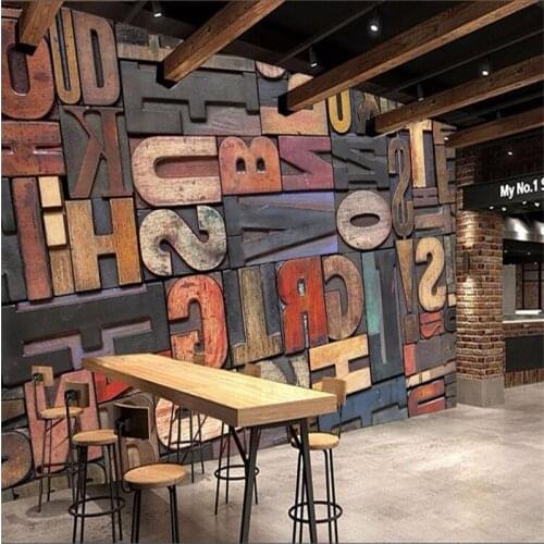 Beibehang Photo Wallpaper High Quality 3D Stereo Wood Letter Wallpaper Cafe Pub Mural of the living room 3d wallpaper for walls
