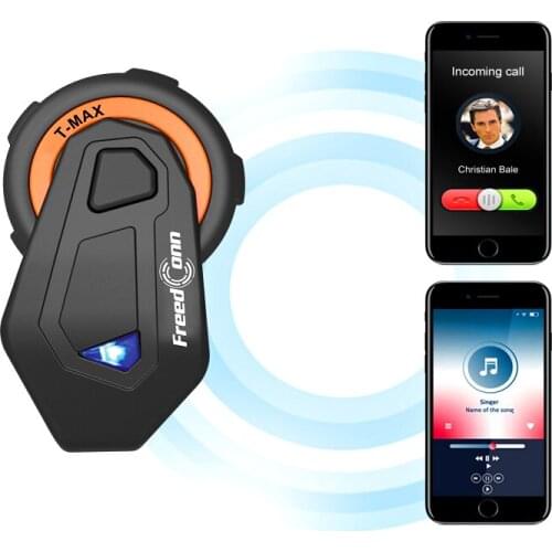 Intercom Bluetooth-compatible Headsets 2000M 6 Riders Motorcycle Helmets Group Talking FM Radio Upgrade T-MAX E BT 4.1 120KM/H