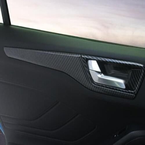 For Ford Focus 4 MK4 2019 2020 Carbon Fiber ABS Inner Door Moldings Protected Cover Trim Panel Strip Cover Accessories