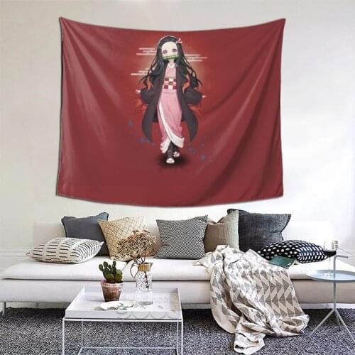 Nezuko Tapestry Anime Comic Kawaii Tapestry Wall Bedspread aesthetic Hanging Blanket For Living Room