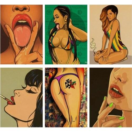 Graffiti Mural Enchantment Temptation Sexy Anime Girl Canvas Printing Poster Tease Flirt With Sex Morden Personality Home Decor