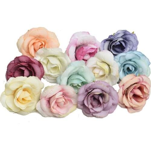 Artificial flower silk rose flower head for wedding party home decoration DIY wreath gift box scrapbook craft wh