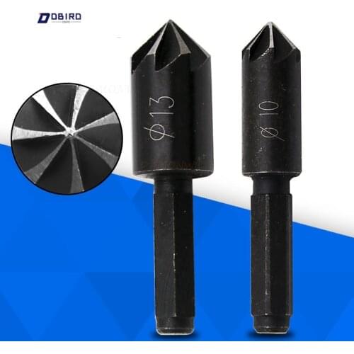 2Pcs 7 Flute Countersink Drill Bit 1/4" Hex Shank HSS 82 Degree Drill Bit Tool for Woodworking Chamfer Cutter 10-13mm