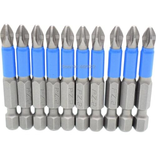 10pcs PZ1 PZ2 50mm Screwdriver Bit Impact Magnetic Screwdriver Bits Screw Driver Bits Screwdrivers Insert Bit 1/4" Quick Change
