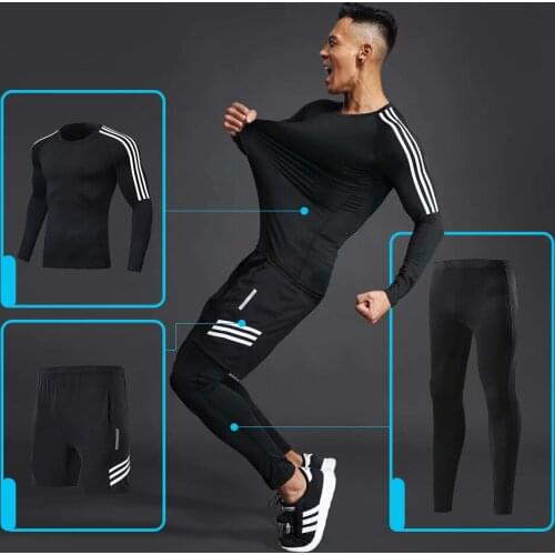 Comprehensive training mens sportswear gym compression suit fitness running jogging sportswear sports training tights riding