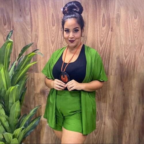 Womens Green Shorts Short Sleeve Casual Two-piece Suit Ladies Fashion 2 Piece Matching Set Africa Clothes Female Summer Outfits