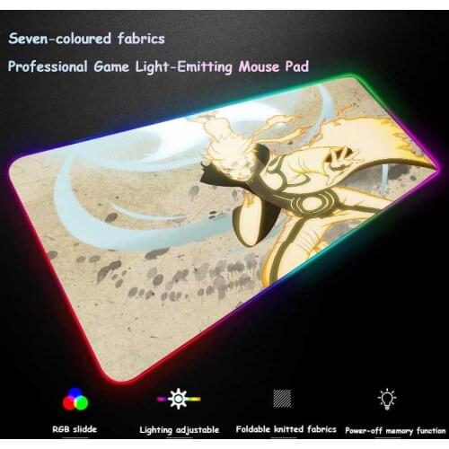 XGZ Popular Anime Naruto HD Pattern Custom Large RGB Mouse Pad Black Lock Edge Computer Keyboard Desk Mat Speed Rubber Non-slip