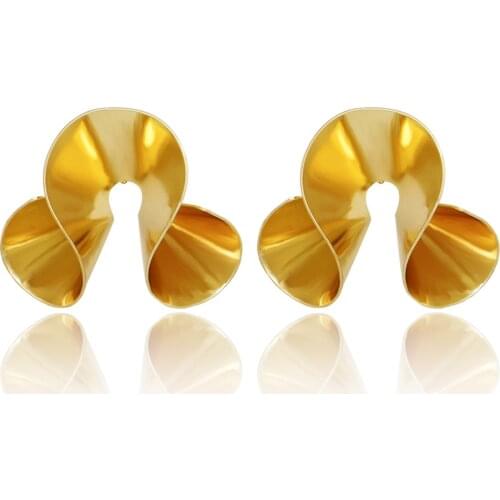 EK2116 European Exaggerated Metal Sequin Spiral Earrings Gold Color Irregular Drop Earrings For Women Fashion Rock Party Jewelry