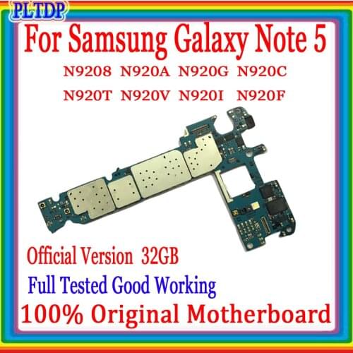 Full Unlocked For Samsung Note 5 N9208 N920A N920G N920C N920T N920V N920i Motherboard 100% Original With full chips logic board