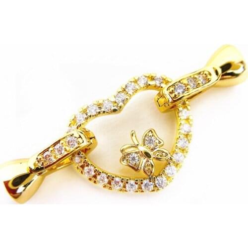 Copper Clasps 18K Gold plated DIY Pearls Jewelry Fittings Fastener Connector Clasps For DIY Gems Pearls Necklace Bracelet Clasp