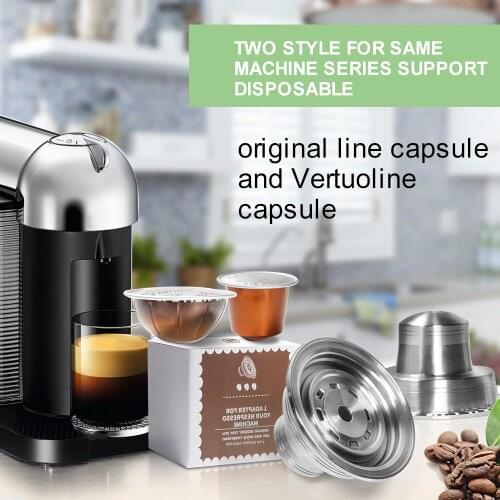 For Nespresso Vertuo Reusable Adapter Stainless Steel Holder for Original Nespresso Capsule Plastice Coffee Capsule Seal Foils