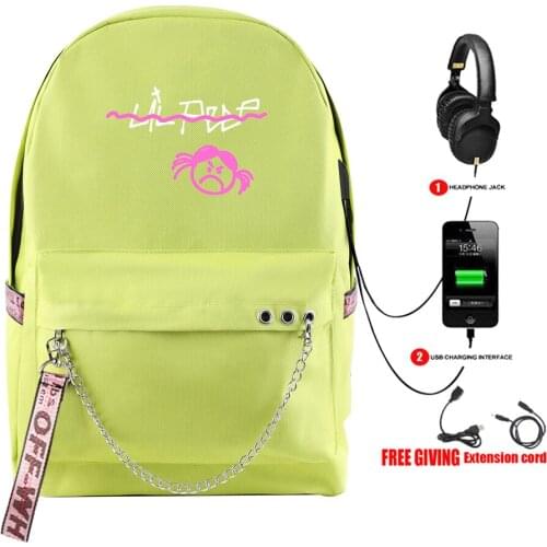 Fashion Design Rap Lil Peep backpack Usb Rechargeable Schoolbag Womens Shoulder Travel Bag Print Hip Hop Teenage Girls bag
