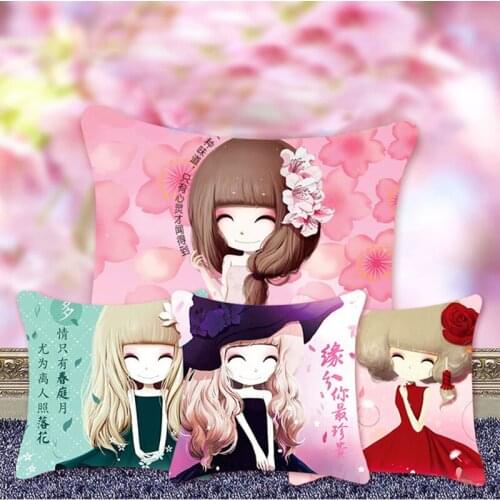 Cartoon girl Diy printed embroidery needlework 5D cross-stitch pillow kits sets counted patterns paintings accessories fabric