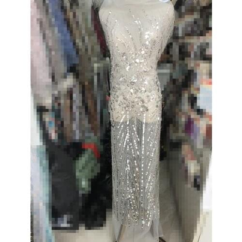 Latest Design French Lace Fabric High Quality African Tulle Lace With beads sequins SYJ-3888815 Nigerian Lace Fabric For Wedding