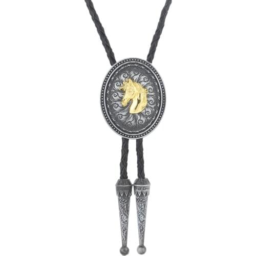 New man bolo tie zinc alloy leather collar rope wedding upscale gift retro decorative animal graphics