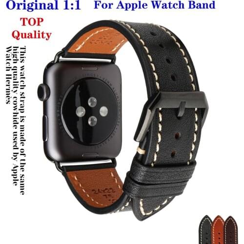 Original 1:1 Handmade Cow Leather Strap For Apple WatchBand 44mm 40mm 42mm 38mm Bracelet For iWatch Series6 SE 5 4 3 Accessories