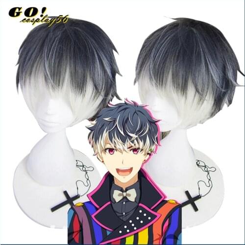 2018 Anime IDOLiSH7 Cosplay Wig Re:vale MOMO Short Mixed Colors Synthetic Hair for Adult Role Play