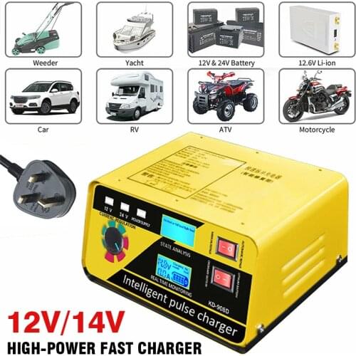 Full Automatic Motorcycle Electric Car Charger 20A 12V/24V High Power Car Battery Charger for Van Boat Truck Tractor Caravan
