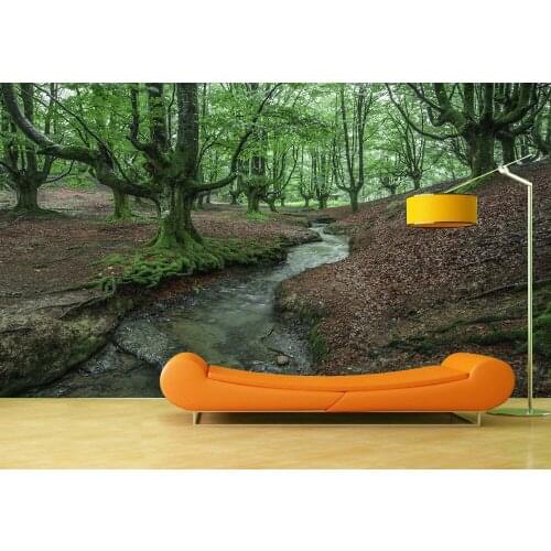 Custom Wallpaper Murals Forest Stream Self Adhesive Vinyl Wall Sticker Poster Wall Paper Art Wall Painting Living Room