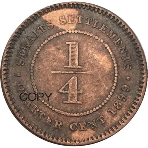 Straits Settlements a former British Queen Vitoria 1/4 Cent 1899 Red Copper Copy Coins