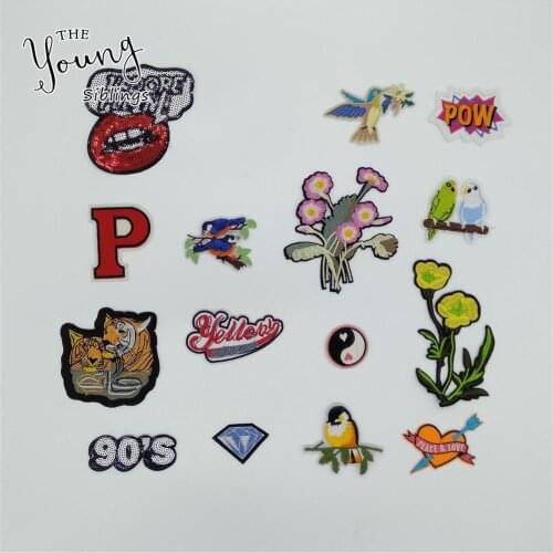 Mix Fashion Pattern Iron on Patches Applique Embroidery Badges DIY Sewing Fabric Stripes patch Clothing Accessories C5097-C2221