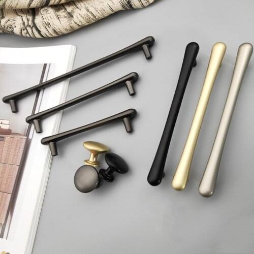 Modern T Bar Solid Zinc Alloy Handles Furniture Wardrobe Dresser Cupboard Cabinet Drawer Knobs Black/Gold Pulls Hardware