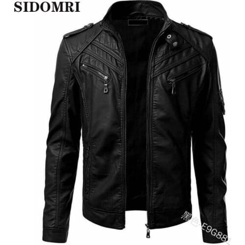 SIDOMRI Men's Faux Leather Jackets