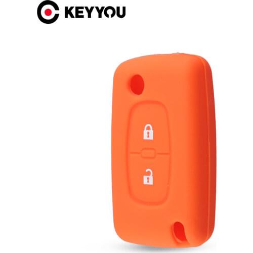 KEYYOU 2 Buttons For Peugeot 206 207 307 308 407 607 For Citroen C3 C4 C4L C5 C6 Car Key Holder Silicone Remote Key Case Cover