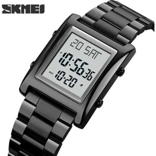 SKMEI LED Digital Movement Mens Watches 2 time Chrono Calendar Electronic Clock Male Sports Watches Relogio Masculino montre