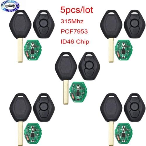5PCS X 3 Buttons Smart Remote Key 315Mhz PCF7953 ID46 Chip for BMW CAS2 5 series E46 E60 E83 E53 E36 E38