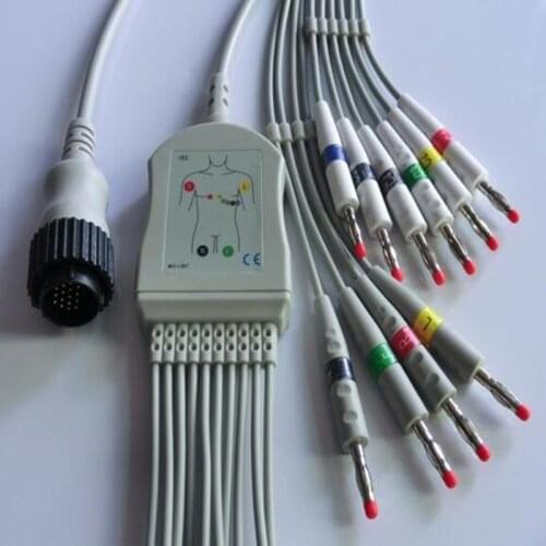 Compatible for Kanz: 103, 106 Cardioline/Remco: Delta 1, 3, ECG EKG Cable with leadwires 10 leads Medical EKG Cable Snap end