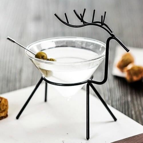 Three Color Optional Fawn Iron Transparent Glass Creative Cocktail Brandy Vodka Glass Restaurant Bar Cold Drink Ice Cream Cup