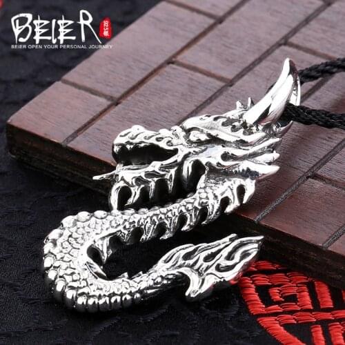 Domineering animal pendant Beier dragon pendant necklace free give black rope fashion Jewelry A0673