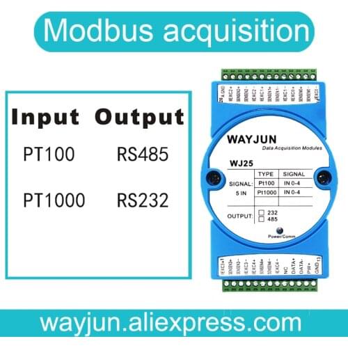 WAYJUN WJ25 Modbus Temperature Acquisition Module of 5-way Thermal Resistance Temperature Signal Transfer RS-485/232 Isolator
