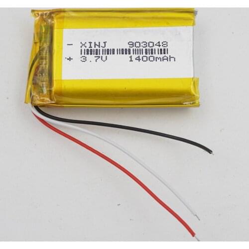 XINJ 3.7V 1400mAh 3wires For Thermistor Lithium Polymer Rechargeable Li-po Battery 903048 For GPS Music player E-book PAD MID