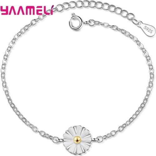 Charm Sunflower Gold Color Beads Chain Bracelet For Women Simple Romantic 925 Sterling Silver Delicate Jewelry Free Dropshipping