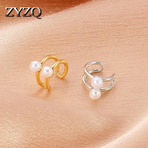 ZYZQ Imitation Pearl Ear Clip Chic Non-Piercing Bone C shaped Without Puncture Minimalist Women Earrings Fashion Jewelry