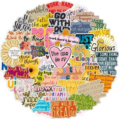 10/30/50pcs Cute Flowers Daisies Stickers for Kids Vsco Inspirational Quotes Decals DIY Suitcase Bike Guitar Graffiti Stickers