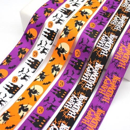 10 Meters 1" 25MM 2021 New Halloween Day Printed Grosgrain Ribbon Gift Decoration Taps For Hair Bow Crafts DIY Accessories