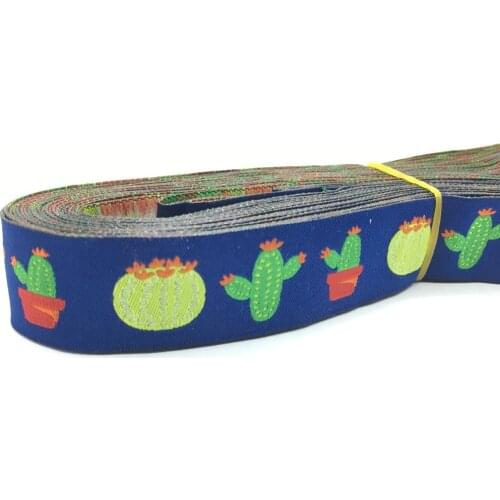 10 Meters 7/8'' 22mm Wide Cactus Dog Collar Woven Jacquard Ribbon