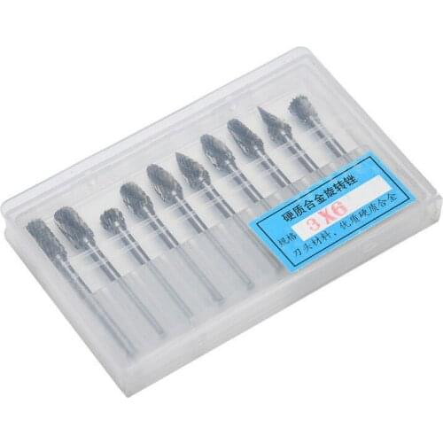 10 Pce Hard Steel Grinding Head Alloy Rotary File Electric Drill Grinding Head Electric Grinding Hardware Accessories