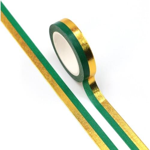 10pcs/Lot 10mm x 10m Gold foil stripes washi tape Sticker Stationery Paper Masking Adhesive Christmas washy tape