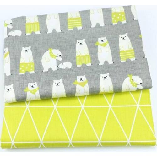 Printed Bear 100% Cotton Sewing Fabric, DIY Patchwork Cloth Home Textile Sewing Quilting Fat Quarters Material For Baby & Child