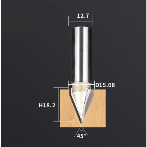 12.7mm*15.08mm*45degrees-1pcs,CNC solid carbide 3D End Mill,tungsten steel woodworking insert router bit,wood tools,3D V Bit