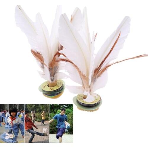 2pc China Jianzi Footbal Foot Kick Handwheel Fancy Goose Feather Shuttlecock Fitness Entertainment For Physical Exercise